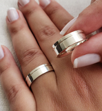 Aliança prata reta 6mm