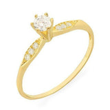 Anel Solitário em Ouro 18k Modelo Leaf