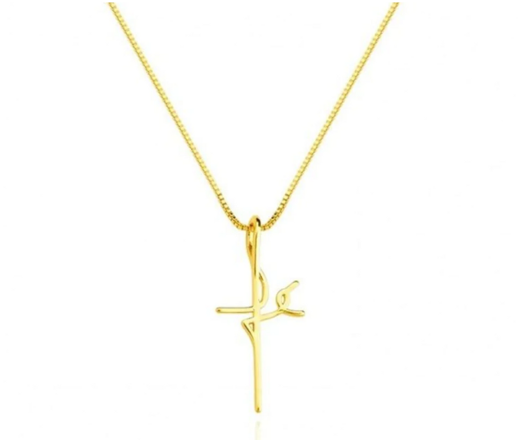 Corrente de ouro com pingente Fé