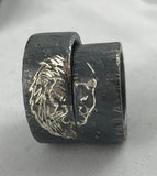 Aliança prata Leão e Leoa