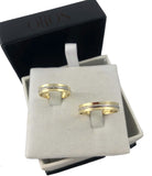 Aliança de Bodas em ouro18k Côncava com fio de ouro branco - PAR - OROS