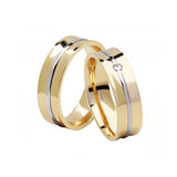 Aliança de Bodas em ouro18k Côncava com fio de ouro branco - PAR - OROS