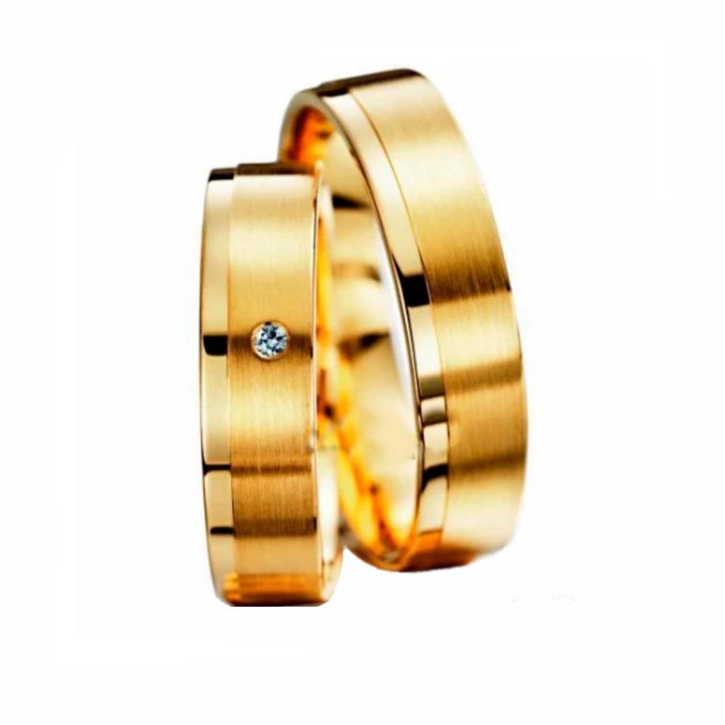 Aliança de casamento em ouro18k Reta com acabamento fosco riscado em - PAR - OROS