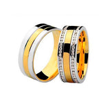 Aliança de Bodas em ouro18k dual com cravação trilho - PAR - OROS