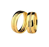 Aliança de casamento em ouro18k Semi abaulada com corte vazado - PAR - OROS