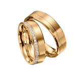 Aliança de casamento em ouro18k  Reta com pedras - PAR - OROS