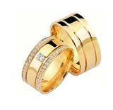 Aliança de casamento em ouro18k Reta com corte vazado - PAR - OROS