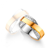 Aliança Bodas Ouro 18k Aro Duplo Em Onda - Feminina - OROS