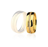Aliança Ouro 18k Semi Abaulada Com Corte Vazado - Feminina - OROS