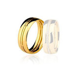 Aliança ouro18k Semi abaulada com corte vazado - MASCULINA - OROS