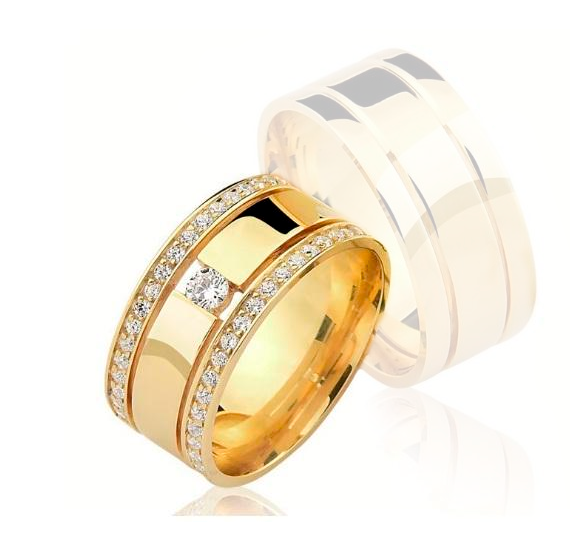 Aliança Ouro 18k Reta Com Corte Vazado - Feminina - OROS