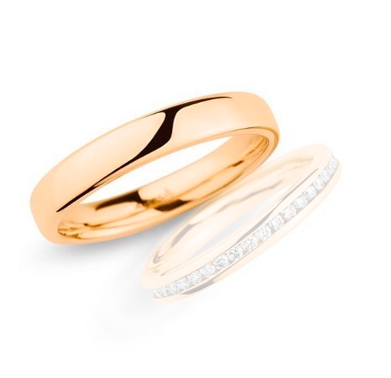 Aliança Ouro 18k Reta Com Cravação No Trilho - Masculina - OROS