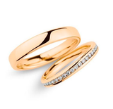 Aliança de casamento em ouro18k  Reta com cravação trilho PAR - OROS