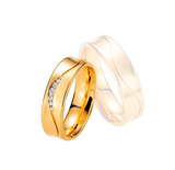 Aliança ouro 18k Côncava com corte em onda - Feminina - OROS