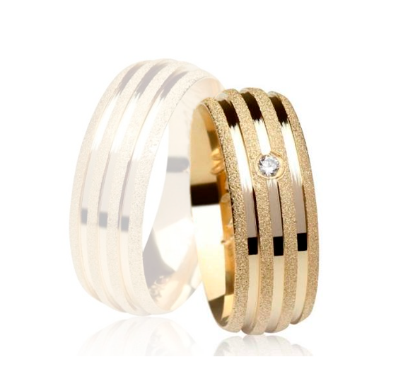 Aliança Ouro 18k Reta Com Acabamento Fosco Diamantado - Feminina - OROS