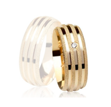 Aliança Ouro 18k Reta Com Acabamento Fosco Diamantado - Feminina - OROS