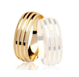 Aliança Ouro 18k Reta Com Acabamento Fosco Diamantado - Masculina - OROS