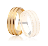 Aliança Ouro18k Reta Com Acabamento Fosco Diamantado - Masculina - OROS