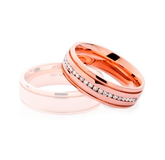 Aliança Ouro 18k Reta Com Cravação No Trilho - Feminina - OROS