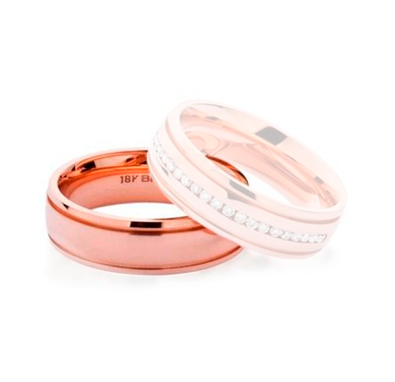 Aliança Ouro 18k Reta Com Cravação No Trilho - Masculina - OROS