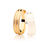 Aliança Ouro 18k Semi Abaulada Com Acabamento Fosco Diamantado - Masculina - OROS