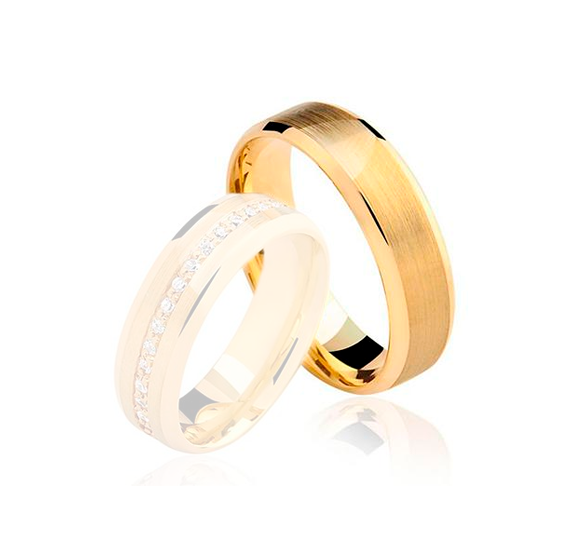 Aliança Ouro 18k Chanfrada Com Acabamento Fosco - Masculina - OROS