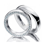 Aliança de casamento em ouro18k com pedra na borda - PAR - OROS