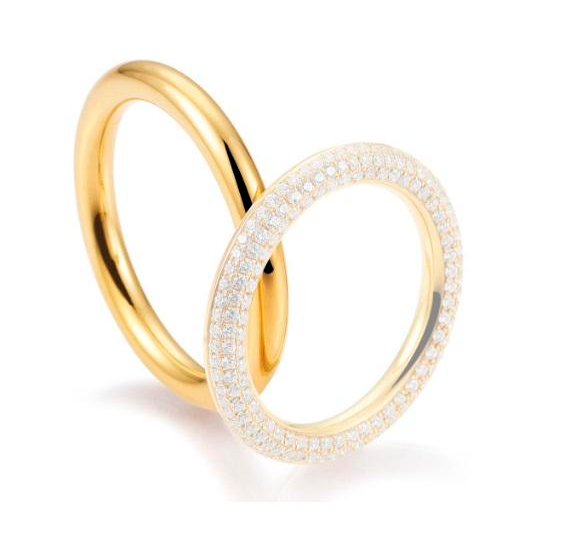 Aliança Ouro 18k Alta Com Pedras Na Borda - Masculina - OROS