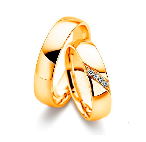 Aliança de casamento em ouro18k  Semi abaulada  - PAR - OROS