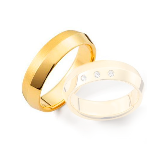 Aliança Ouro 18k Chanfrada - Masculina - OROS