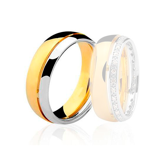 Aliança Bodas Ouro 18k Abaulada Com Corte Vazado - Masculina - OROS