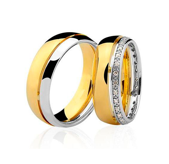 Aliança de Bodas em ouro18k Abaulada com corte vazado - PAR - OROS