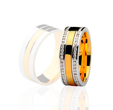 Aliança Bodas Ouro18k Reta Com Cravação No Trilho - Feminina - OROS