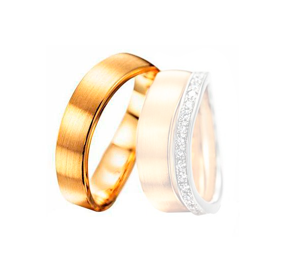 Aliança Bodas Ouro 18k Fosco Riscado - Masculina - OROS