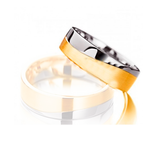 Aliança Bodas Ouro 18k Reta Com Corte Em Onda - Feminina - OROS