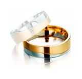 Aliança Bodas Ouro18k Reta Com Corte Em Onda - Masculina - OROS