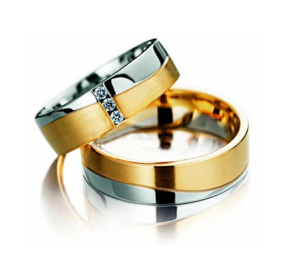 Aliança de Bodas em ouro18k Reta com corte em onda - PAR - OROS