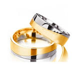 Aliança de Bodas em ouro18k Reta com corte em onda - PAR - OROS