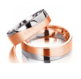 Aliança de Bodas em ouro18k Reta com corte em onda - PAR - OROS