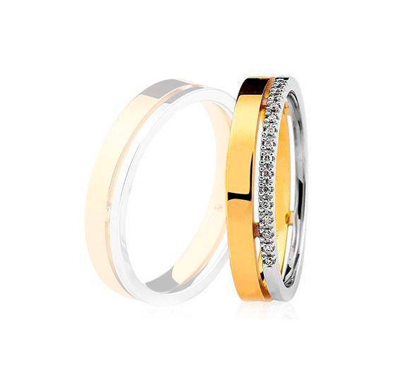 Aliança Bodas Ouro 18k Reta Com Corte Vazado - Feminina - OROS