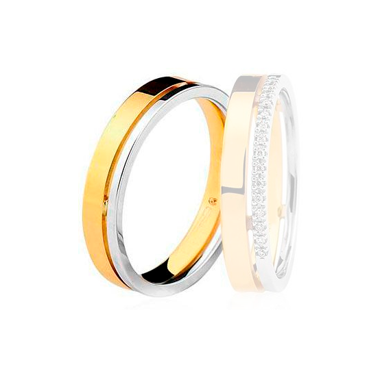 Aliança Bodas Ouro18k Reta Com Corte Vazado - Masculina - OROS