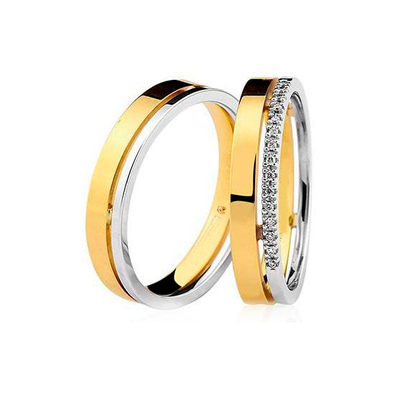 Aliança de Bodas em ouro18k Reta com corte vazado - PAR