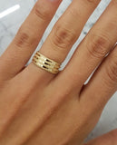 Aliança de casamento em ouro18k Semi abaulada com acabamento fosco diamantado - PAR - OROS