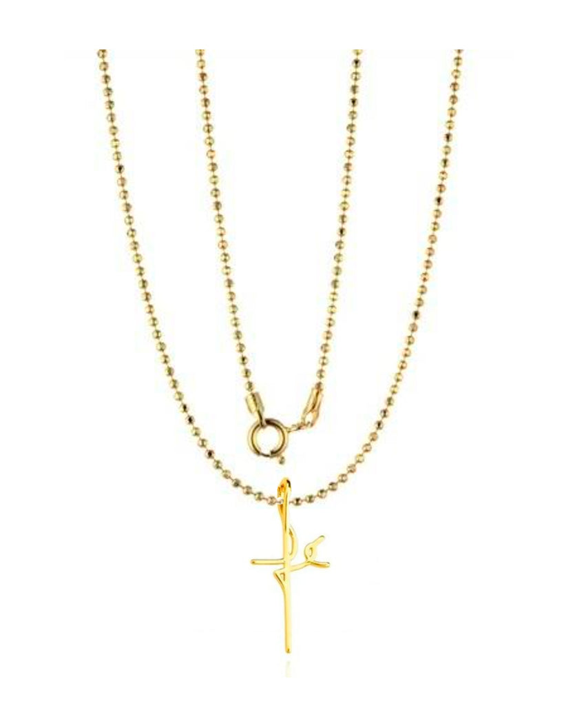 Corrente Bolinha De Ouro e pingente " Vou na Fé ".