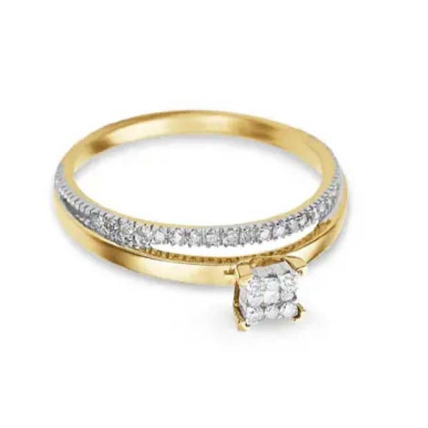 Anel Noivado Cravação Pavê