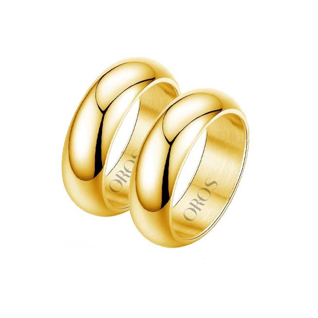 Aliança de casamento em ouro18k  tradicional abaulada - PAR - OROS
