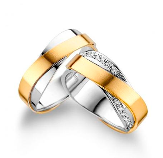 Aliança em Bodas em ouro18k Aro duplo em onda - PAR - OROS