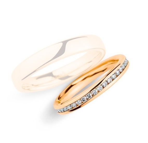 Aliança Ouro 18k Reta Com Cravação No Trilho - Femina - OROS