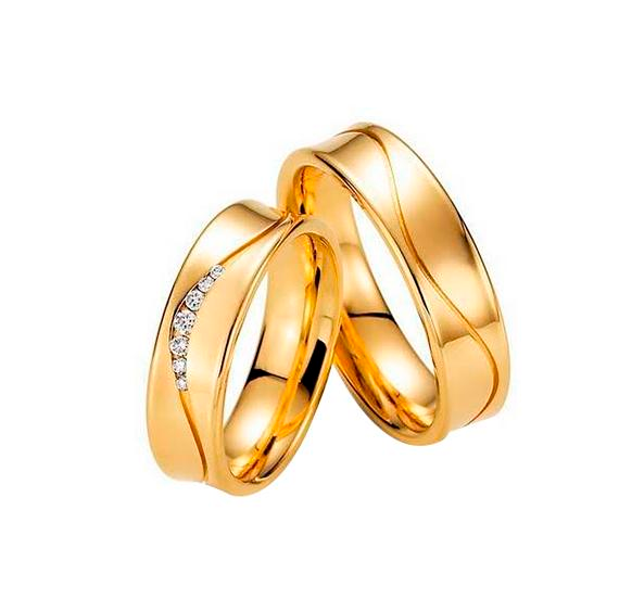 Aliança de casamento em ouro18k Côncava com corte em onda - PAR - OROS