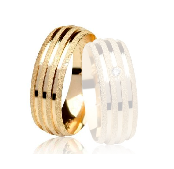 Aliança Ouro 18k Reta Com Acabamento Fosco Diamantado - Masculina - OROS